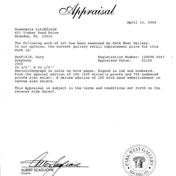 "Symphony" by Gary Benfield Seriolithograph - Picture 7 of 8